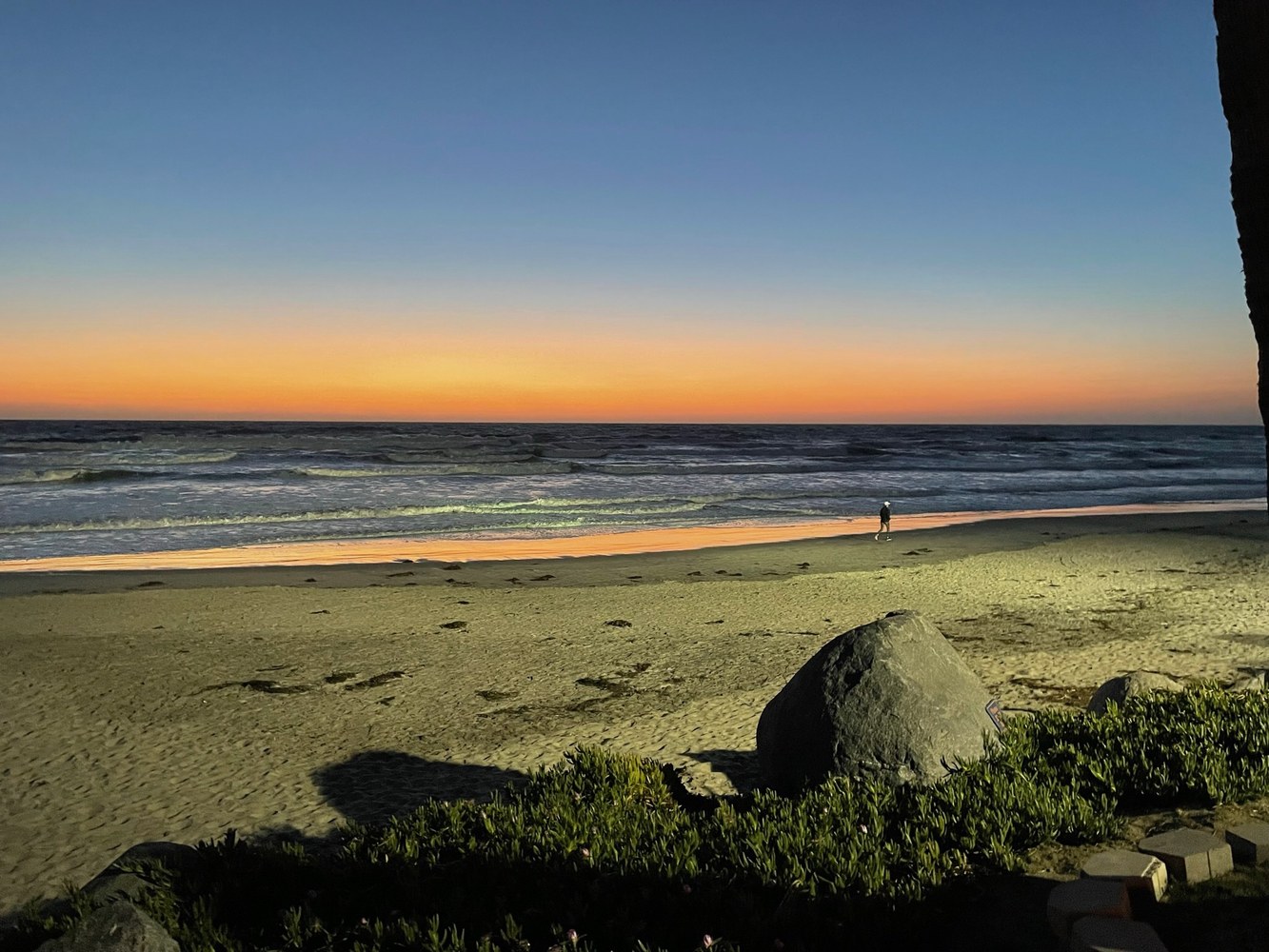 Del Mar beach at sunset — steps away