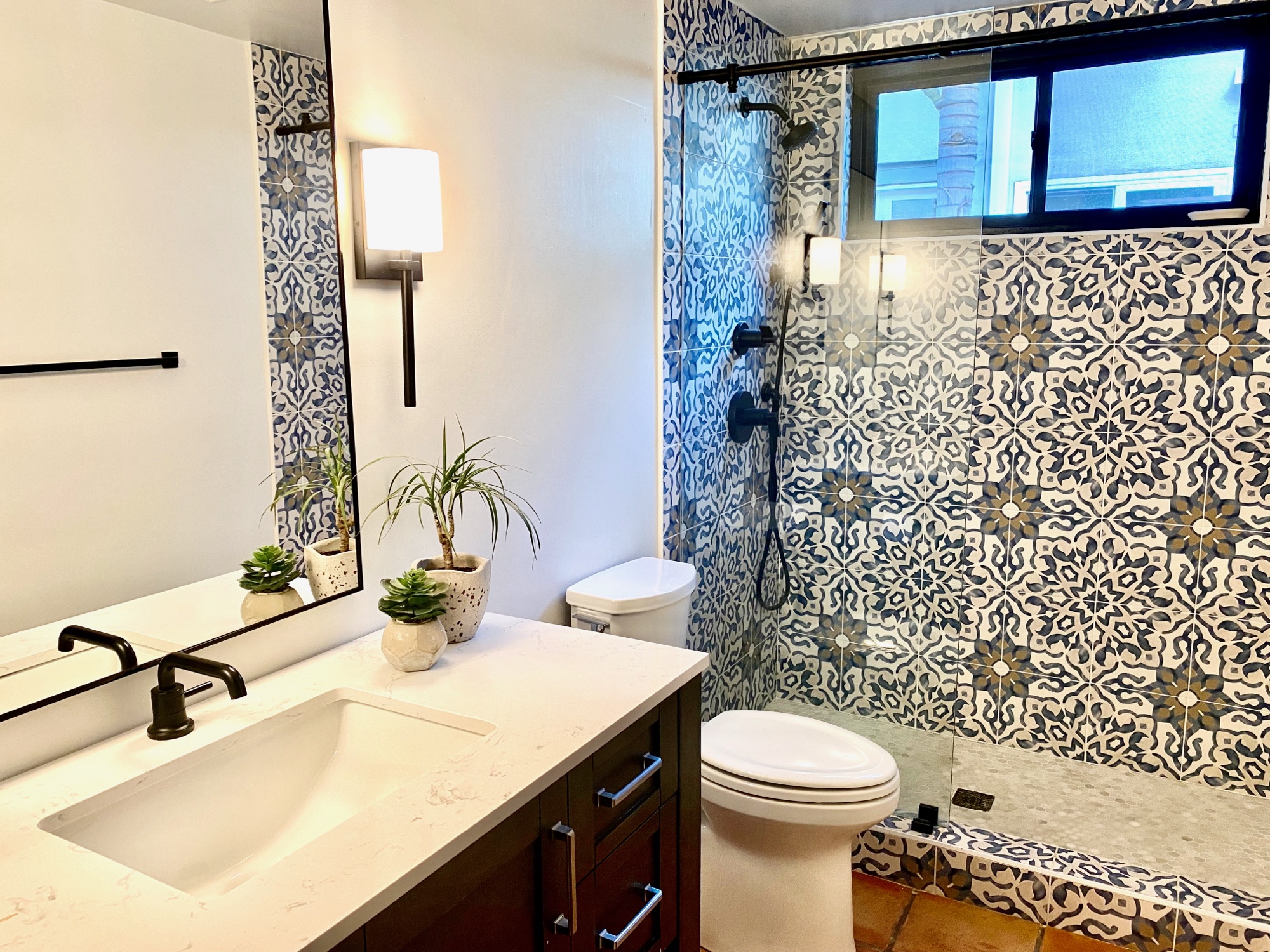Second bathroom — handcrafted Moroccan tile