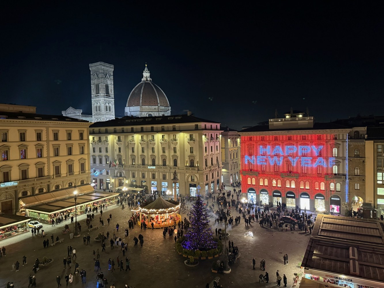 Piazza della Repubblica illuminated at night