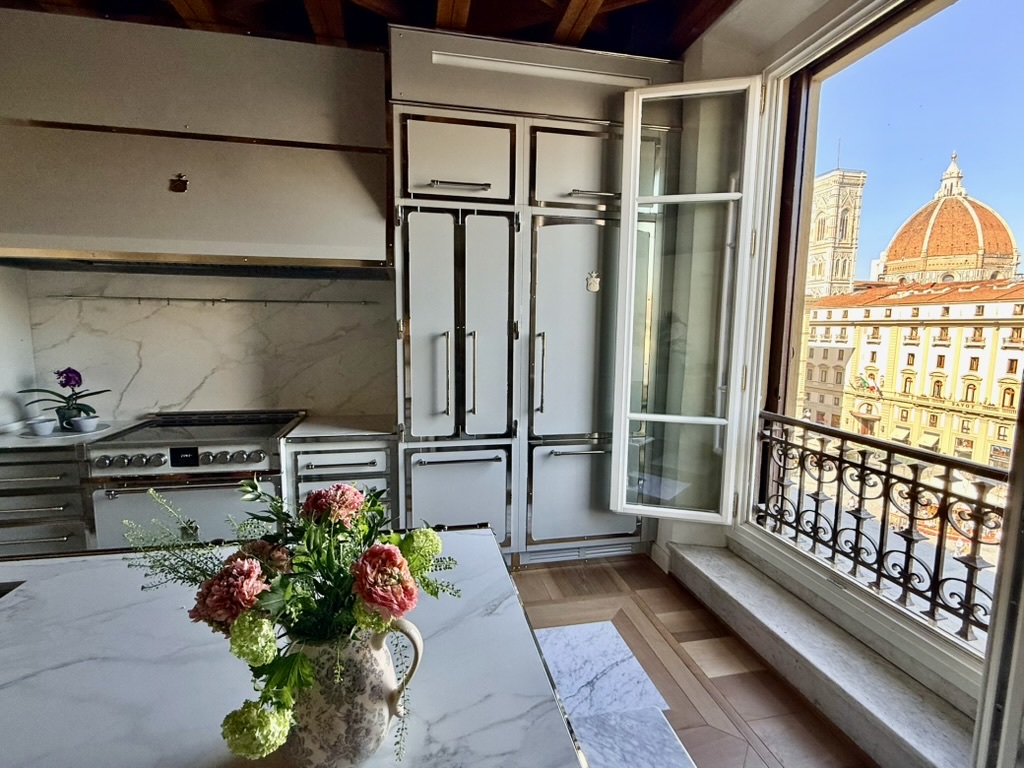 The Gullo kitchen, with the Duomo through the open window