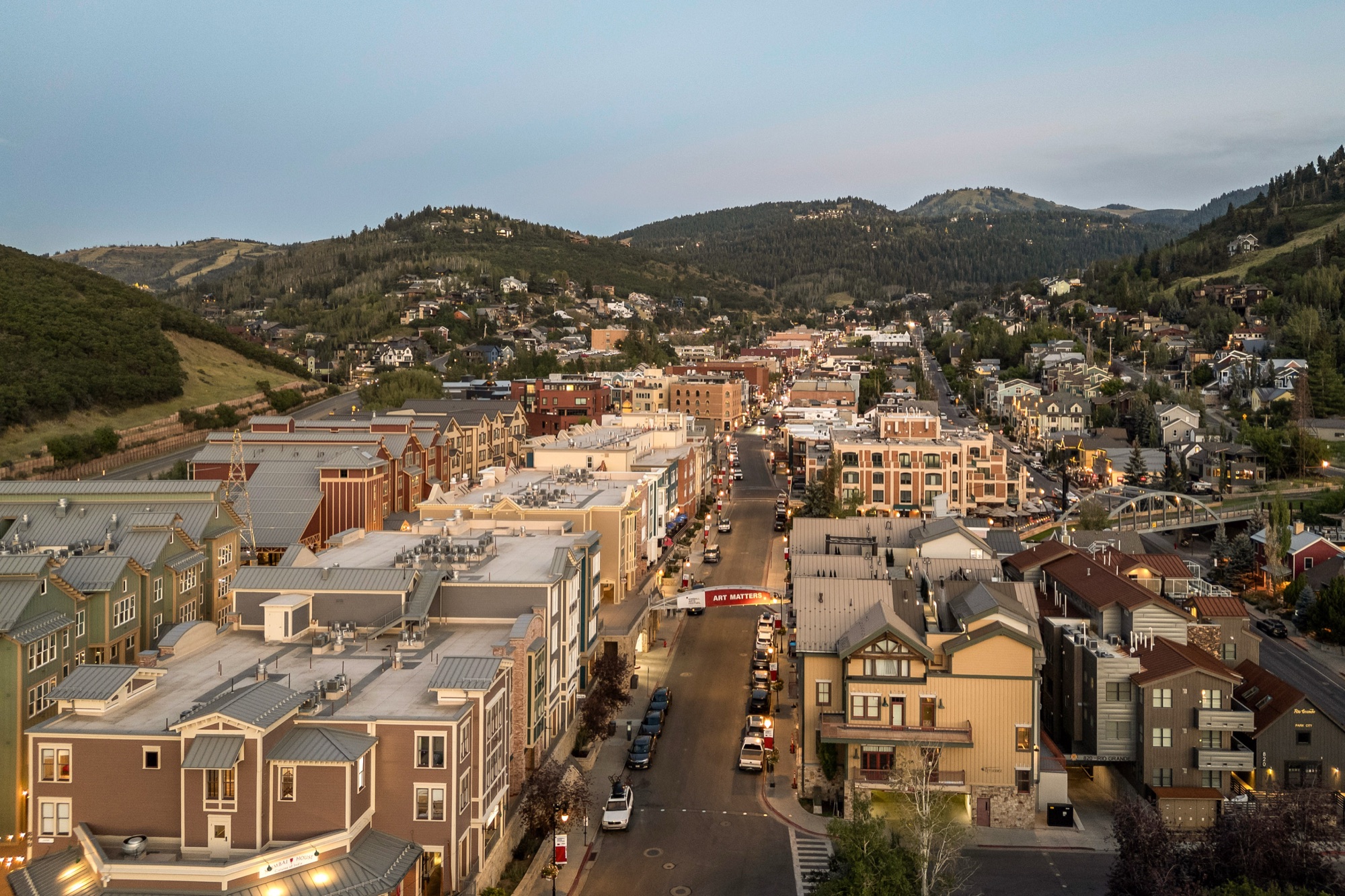 Park City Main Street at night — three minutes from the front door