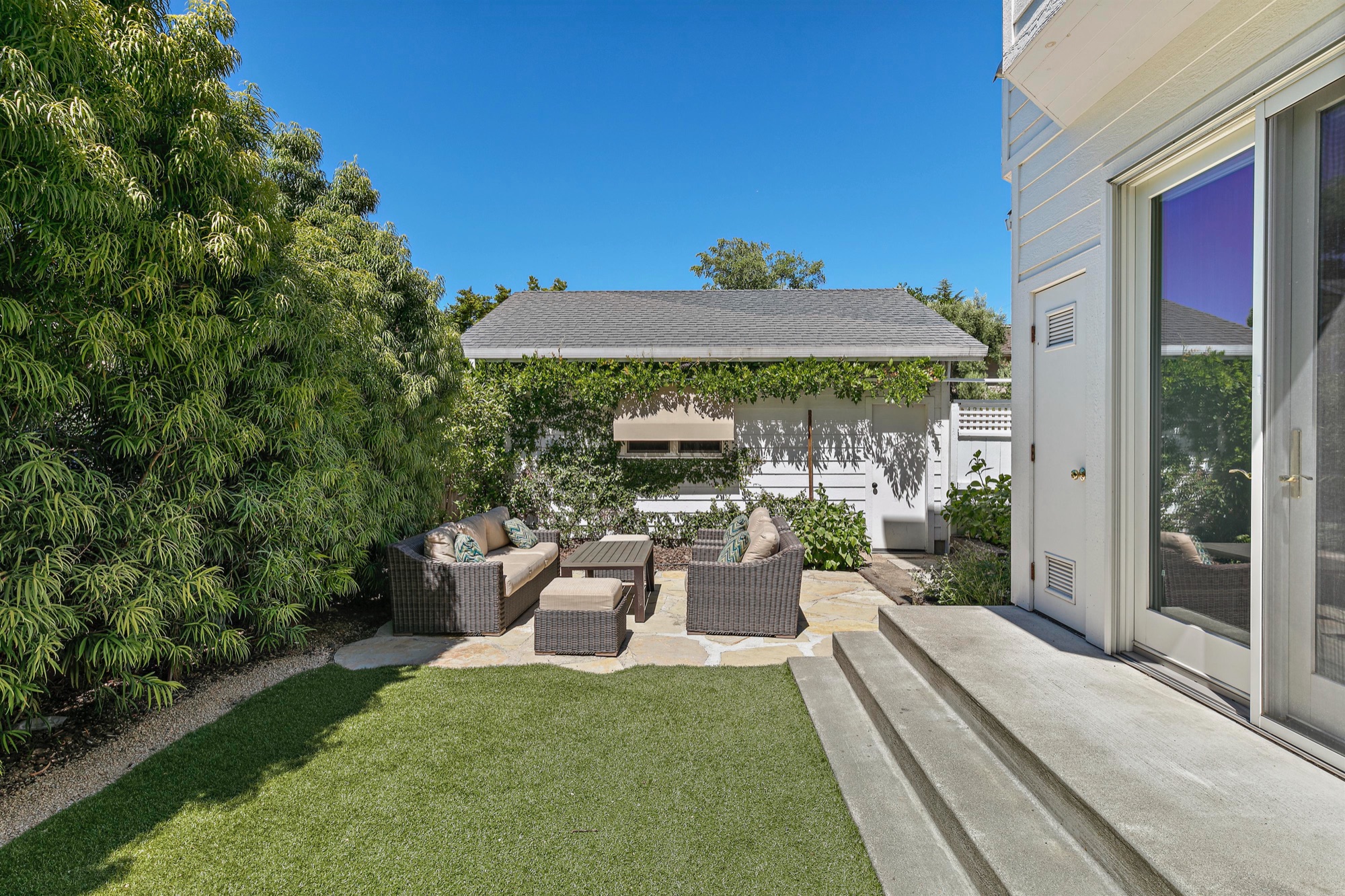 Back patio and garden